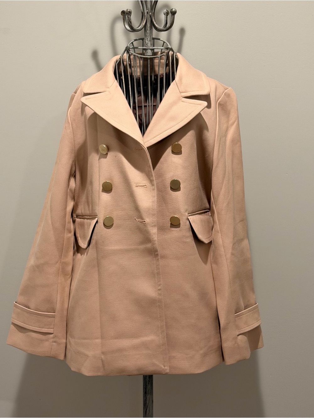 GAP Double-Breasted Lightweight Peacoat in Soft Blush Pink